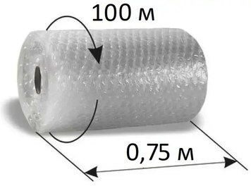Повітряно-бульбашкова плівка 75 см*100 м.п. х 65 мк 1717640431 фото